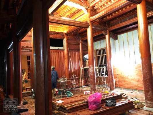 nhà gỗ xoan 5 gian thông hiên