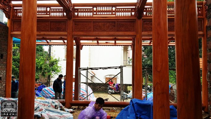 làm nhà gỗ xoan 3 gian