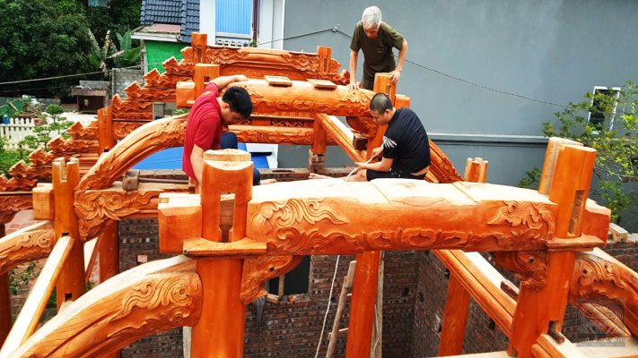 làm nhà gỗ xoan 3 gian