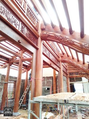 nhà gỗ xoan 3 gian hoành sến